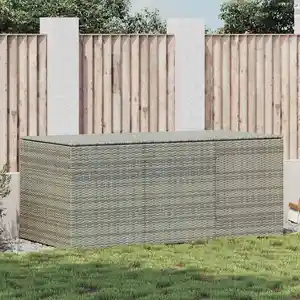 Comparateur de prix : vidaXL Boîte de rangement de jardin résine tressée 180x90x70 cm gris