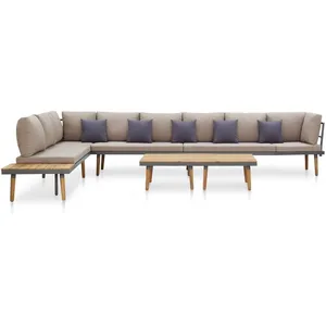 vidaXL Salon de jardin 8 places avec coussins Bois d'acacia solide