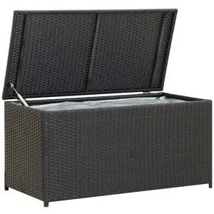 Comparateur de prix : vidaXL Boîte de rangement de jardin résine tressée 100x50x50 cm noir