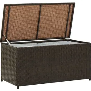 Comparateur de prix : vidaXL Boîte de rangement de jardin résine tressée 100x50x50 cm marron