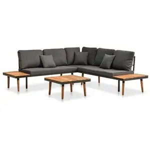 vidaXL Salon de jardin 4 pcs avec coussins Bois d'acacia solide pas cher