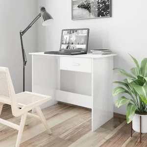 Comparateur de prix : vidaXL Bureau Blanc brillant 100 x 50 x 76 cm Aggloméré