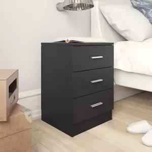 vidaXL Table de chevet Noir 38 x 35 x 56 cm Aggloméré pas cher