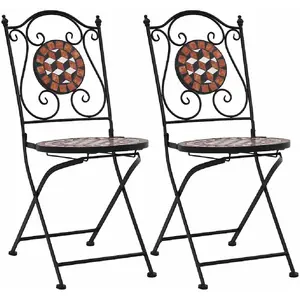 vidaXL Chaises de bistrot mosaïque 2 pcs Marron Céramique pas cher