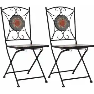 Comparateur de prix : vidaXL Chaises de bistrot mosaïque 2 pcs Orange et gris