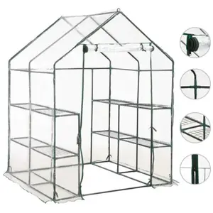 vidaXL Serre avec 8 étagères 143x143x195 cm pas cher