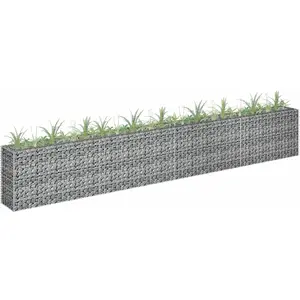 vidaXL Lit surélevé à gabion Acier galvanisé 360x30x60 cm pas cher