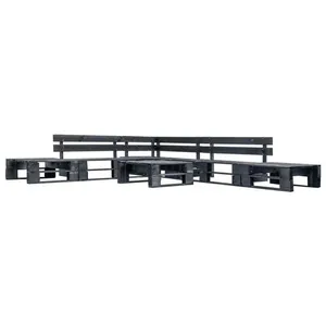 vidaXL Canapés de jardin palette 6 pcs noir bois