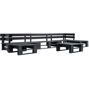 vidaXL Canapés de jardin palette 6 pcs Noir Bois