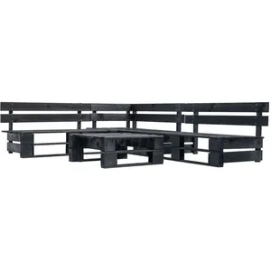 vidaXL Canapés de jardin palette 4 pcs noir bois