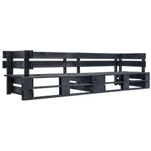 vidaXL Canapé palette à 2 places de jardin noir bois pas cher