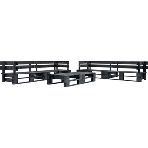 vidaXL Canapés de jardin palette 6 pcs noir bois