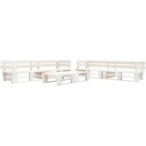 vidaXL Salon de jardin palette 6 pcs Bois Blanc pas cher