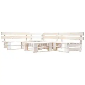 Comparateur de prix : vidaXL Salon de jardin palette 4 pcs Bois Blanc