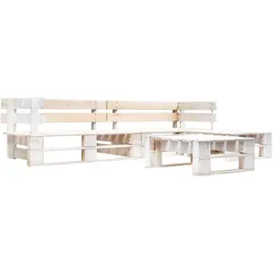 vidaXL Salon de jardin palette 4 pcs Bois Blanc pas cher