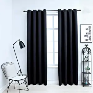 Comparateur de prix : vidaXL Rideaux occultants avec anneaux en métal 2 pcs Noir 140x245 cm