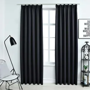 Comparateur de prix : vidaXL Rideaux occultants avec crochets 2 pcs Noir 140x175 cm