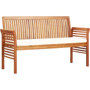 vidaXL Banc de jardin 3 places avec coussin 150cm Bois d'acacia massif pas cher