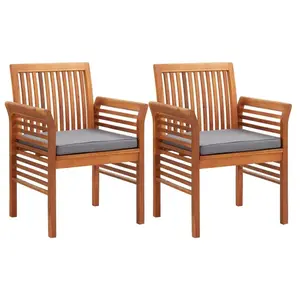 vidaXL Chaises à dîner de jardin et coussins 2pcs Bois d'acacia massif pas cher