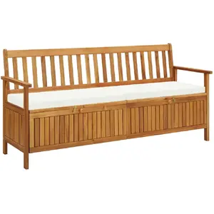 Comparateur de prix : vidaXL Banc de rangement avec coussin 170 cm Bois d'acacia solide