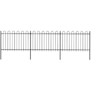 Comparateur de prix : vidaXL Clôture de jardin avec dessus en cerceau Acier 5,1 x 1,2 m Noir