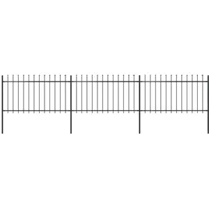 Comparateur de prix : vidaXL Clôture de jardin avec dessus en lance Acier 5,1 x 1 m Noir