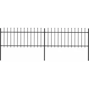 Comparateur de prix : vidaXL Clôture de jardin avec dessus en lance Acier 3,4x0,8 m Noir