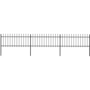 Comparateur de prix : vidaXL Clôture de jardin avec dessus en lance Acier 5,1 x 0,8 m Noir