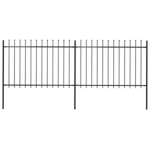 Comparateur de prix : vidaXL Clôture de jardin avec dessus en lance Acier 3,4x1,2 m Noir
