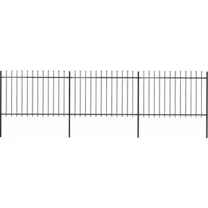 Comparateur de prix : vidaXL Clôture de jardin avec dessus en lance Acier 5,1 x 1,2 m Noir