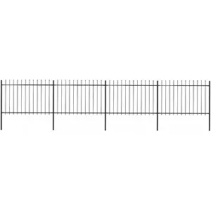 Comparateur de prix : vidaXL Clôture de jardin avec dessus en lance Acier 6,8 x 1,2 m Noir