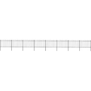 Comparateur de prix : vidaXL Clôture de jardin avec dessus en lance Acier 13,6 x 1,2 m Noir