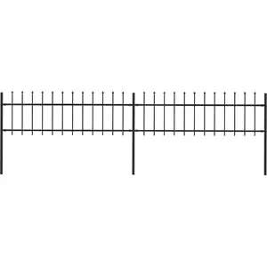 Comparateur de prix : vidaXL Clôture de jardin avec dessus en lance Acier 3,4 x 0,6 m Noir