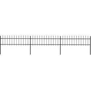 Comparateur de prix : vidaXL Clôture de jardin avec dessus en lance Acier 5,1 x 0,6 m Noir