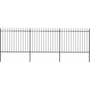 Comparateur de prix : vidaXL Clôture de jardin avec dessus en lance Acier 5,1 x 1,5 m Noir