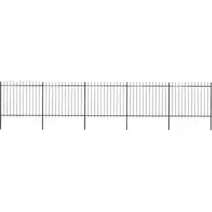 Comparateur de prix : vidaXL Clôture de jardin avec dessus en lance Acier 8,5 x 1,5 m Noir