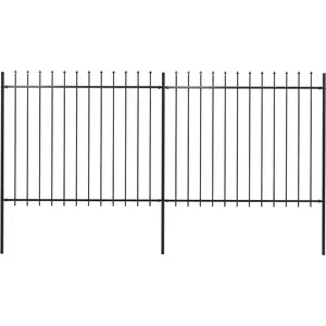 Comparateur de prix : vidaXL Clôture de jardin avec dessus en lance Acier 3,4 x 1,5 m Noir