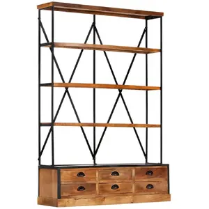 Comparateur de prix : vidaXL Bibliothèque à 4 étagères avec 6 tiroirs 122x36x181 cm Manguier
