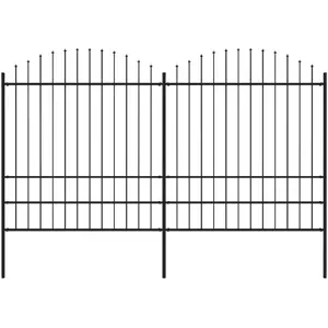 Comparateur de prix : vidaXL Clôture de jardin à dessus en lance Acier (1,75-2)x3,4 m Noir