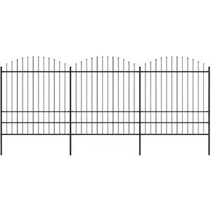 Comparateur de prix : vidaXL Clôture de jardin à dessus en lance Acier (1,75-2)x5,1 m Noir