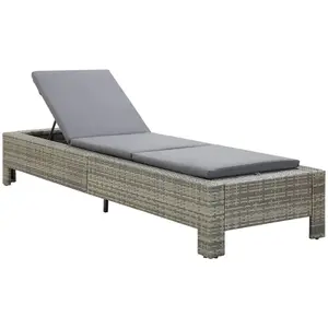 vidaXL Transat avec coussin Gris Résine tressée pas cher