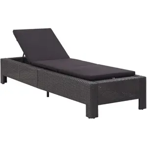 vidaXL Transat avec coussin Noir Résine tressée pas cher
