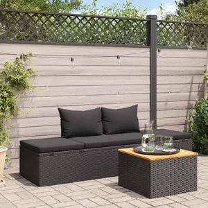 Comparateur de prix : vidaXL Chaise longue avec coussins Résine tressée Noir