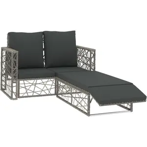 Comparateur de prix : vidaXL Salon de jardin 2 pcs avec coussins Résine tressée Gris