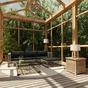 Comparateur de prix : vidaXL Salon de jardin 5 pcs avec coussins Résine tressée Gris