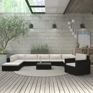 Comparateur de prix : vidaXL Salon de jardin 11 pcs avec coussins Résine tressée Noir