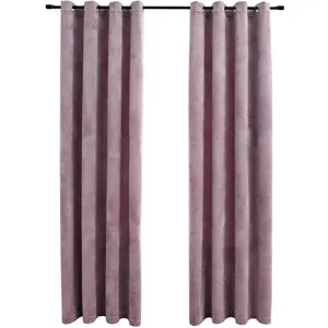 Comparateur de prix : vidaXL Rideaux occultants avec anneaux 2 pcs Velours Rose 140x245 cm