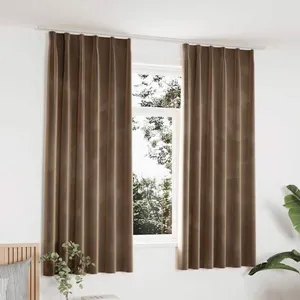 Comparateur de prix : vidaXL Rideaux occultants avec crochets 2 pcs Velours Beige 140x175 cm