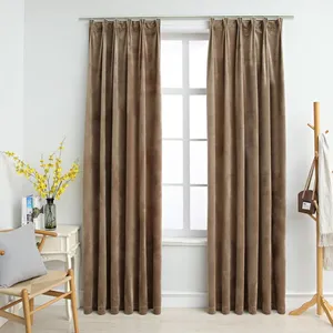 Comparateur de prix : vidaXL Rideaux occultants avec crochets 2 pcs Velours Beige 140x225 cm