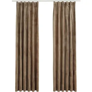 Comparateur de prix : vidaXL Rideaux occultants avec crochets 2 pcs Velours Beige 140x245 cm
